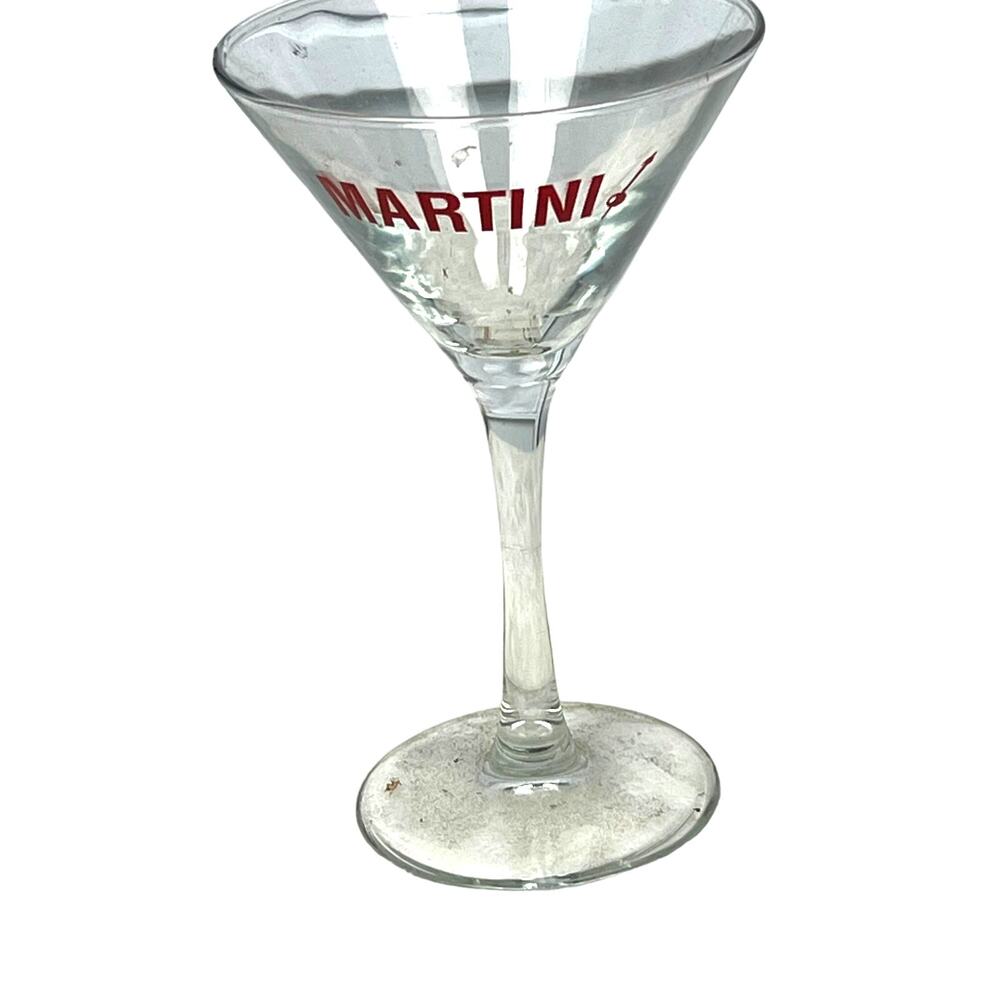 MARTINI GLASS clear stemmed glass 6'' tall with graphic